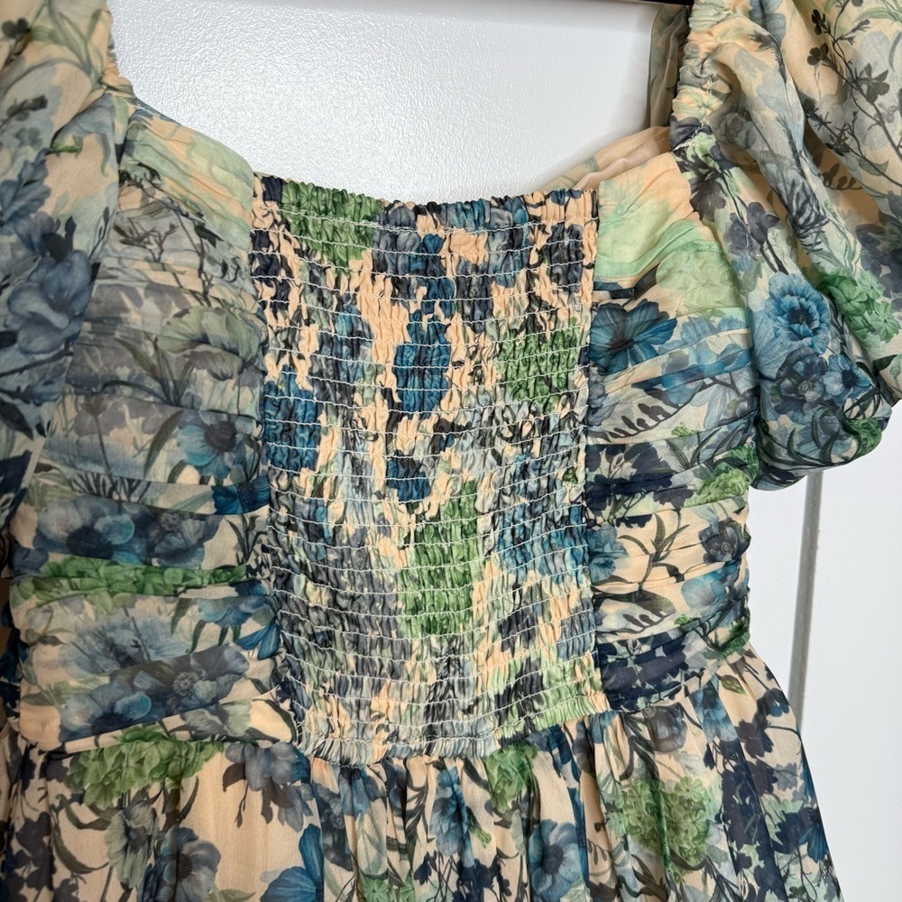 Anthropologie Let Me Be Flo Ruched Mini Dress Floral Pink - XS - Picture 11 of 15
